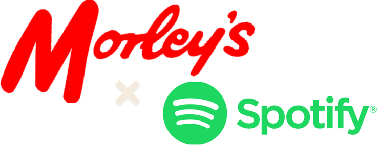 Morley's x Spotify logo lockup on black
